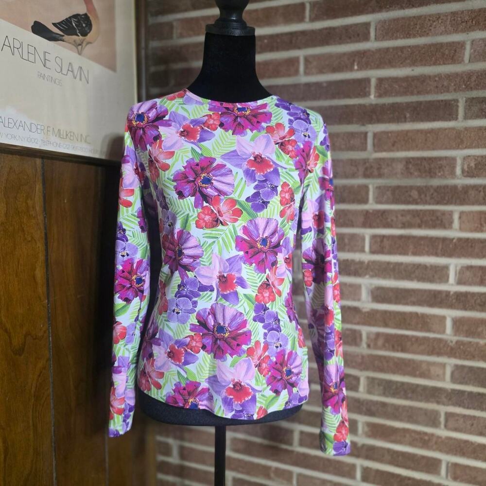 Lands end purple floral rash